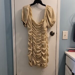 Elegant Cream Ruched Dress